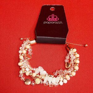 Paparazzi Layered Bead Bracelet Stacked Iridescent Gold Adjustable